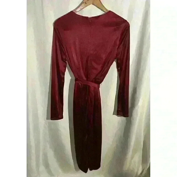 Altuzarra Target Burgundy Red Drape Wrap Dress Size Medium With Fringe Belt - Picture 9 of 10